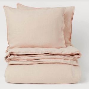 H&M king washed linen duvet cover set
